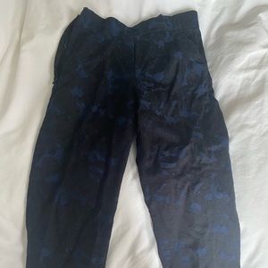 Babaton black and blue rose work pants